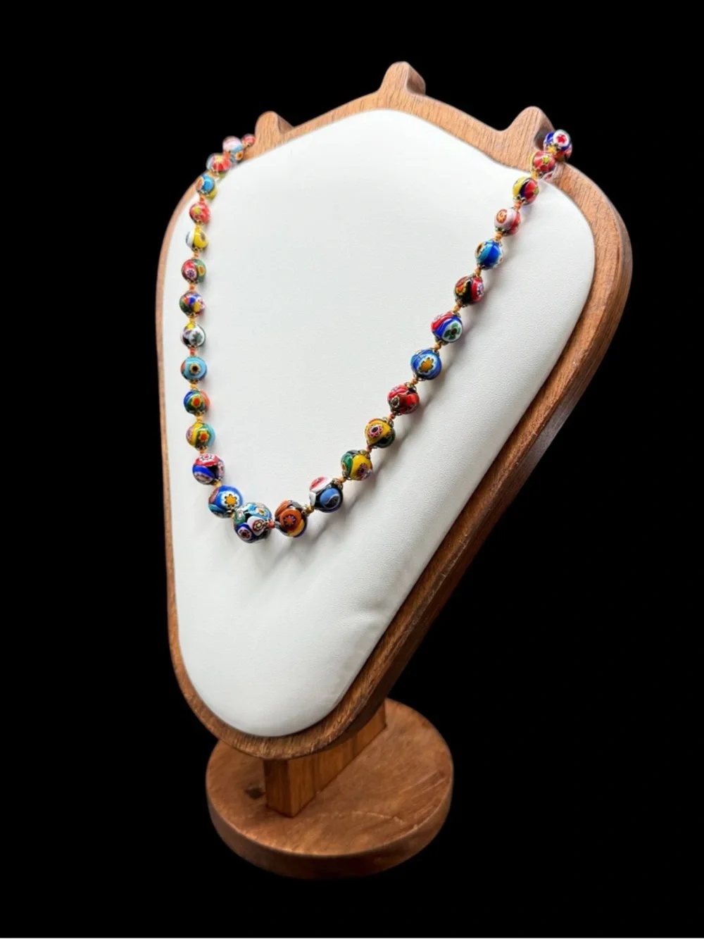 Vintage Venetian Murano Millefiori Glass Graduated Beaded Necklace Italian 20” - Picture 4 of 13